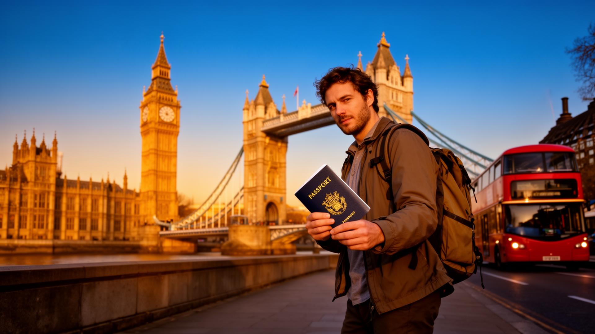 Family relocating to the UK with London skyline backdrop